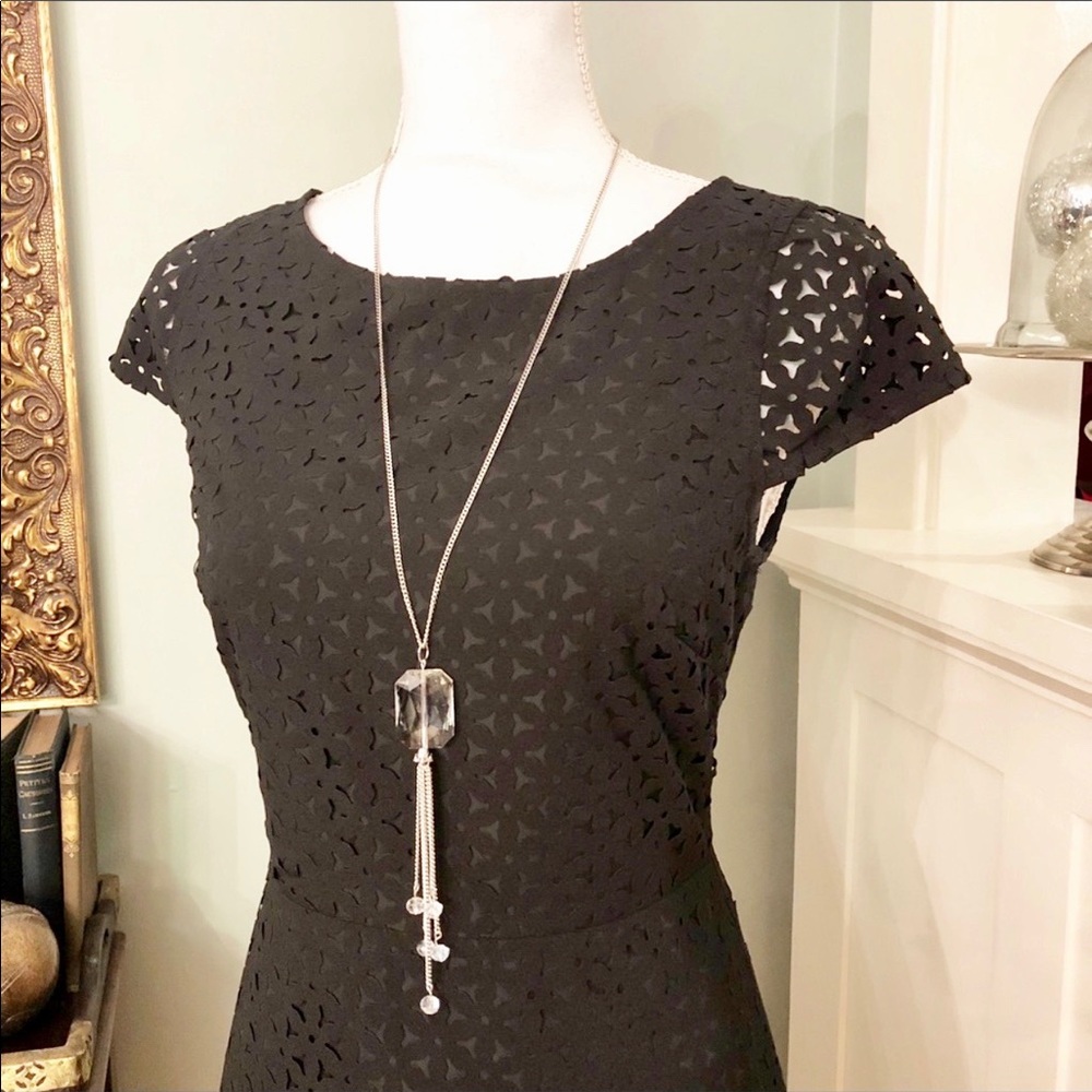 Clear Crystal Gemstone Necklace Silver Chain Dangle Style Nwt - Picture 1 of 6